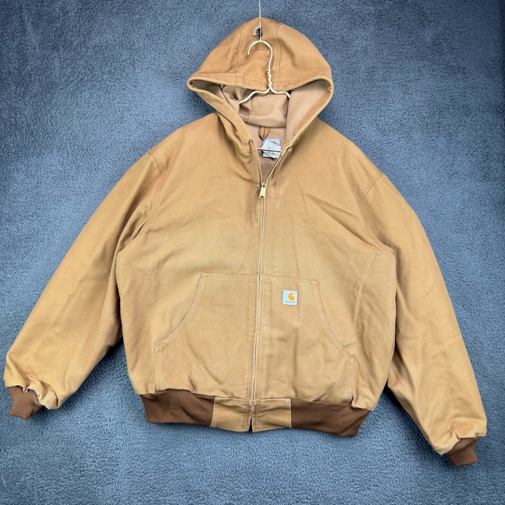 Carhartt J131 BRN Thermal Lined Duck Canvas Active Jacket Brown Mens Large Reg